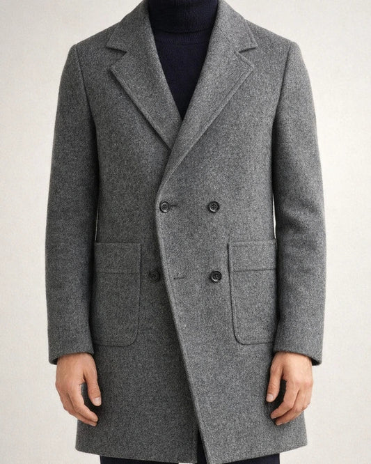 Men's Double-breasted Large Lapel Pockets Youth Solid Color Casual Medium-length Tweed Coat Man | JRSEE:dc619458-4e27-46f6-86c4-f11bfc24e469