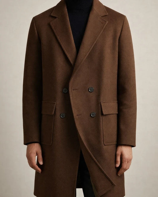 Men's Double-breasted Large Lapel Pockets Youth Solid Color Casual Medium-length Tweed Coat Man | JRSEE:4a57d6f5-0c49-4d87-b1d6-f9962c18a49a