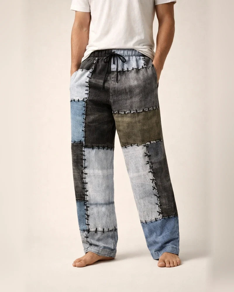 Men’s Drawstring Classic Checkered 3D-Printed Straight-Leg Casual Beach Pants | JRSEE:6b84fd1d-96ca-4e5b-a288-c9c11c76a417