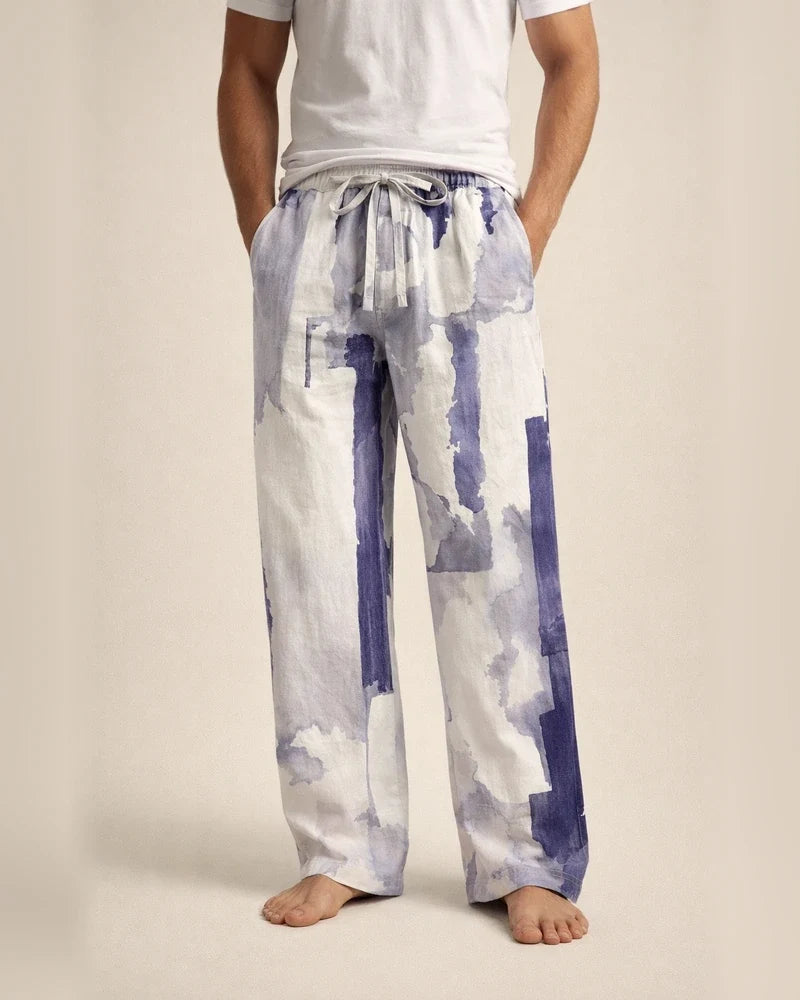 Men’s Drawstring Classic Checkered 3D-Printed Straight-Leg Casual Beach Pants | JRSEE:698bc2a2-06e1-46f0-92e3-7b7049d15bd5