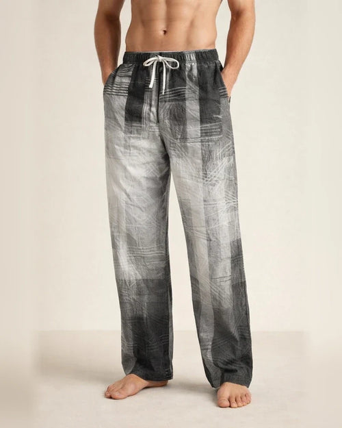 Men’s Drawstring Classic Checkered 3D-Printed Straight-Leg Casual Beach Pants | JRSEE:16937448-0697-48b7-9381-9c0d3169e40e