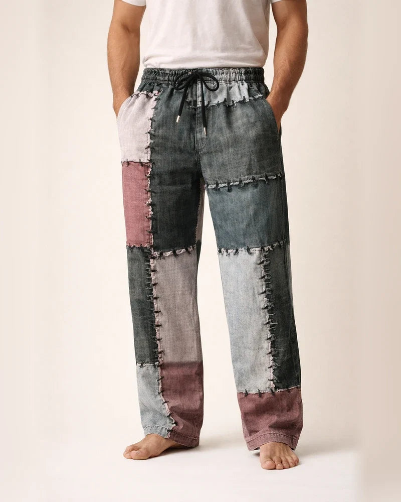 Men’s Drawstring Classic Checkered 3D-Printed Straight-Leg Casual Beach Pants | JRSEE:e5a4e739-7a7a-4f59-a2db-d495af3a8ff1