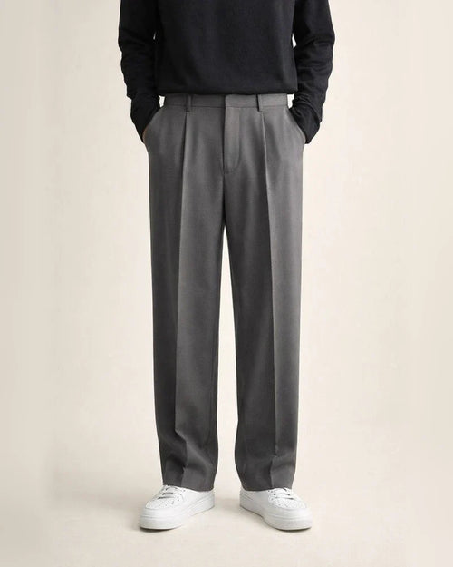 Men's Dress Pants Culottes Wide Leg Pleated Pants Pocket Straight Leg Plain Comfort Breathable Casual Daily Holiday Stylish Classic Style Black White | JRSEE:b7458d24-3b26-4b6e-a2d6-d6f91d815f65