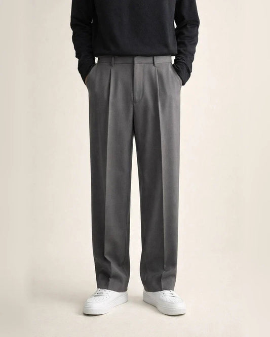 Men's Dress Pants Culottes Wide Leg Pleated Pants Pocket Straight Leg Plain Comfort Breathable Casual Daily Holiday Stylish Classic Style Black White | JRSEE:b7458d24-3b26-4b6e-a2d6-d6f91d815f65