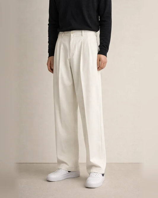 Men's Dress Pants Culottes Wide Leg Pleated Pants Pocket Straight Leg Plain Comfort Breathable Casual Daily Holiday Stylish Classic Style Black White | JRSEE:cf2c9424-f43c-4495-bd3d-35a59ea430d2
