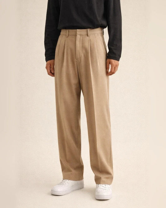 Men's Dress Pants Culottes Wide Leg Pleated Pants Pocket Straight Leg Plain Comfort Breathable Casual Daily Holiday Stylish Classic Style Black White | JRSEE:5122eb4d-d2da-44fe-8baf-111cd92f6c5d