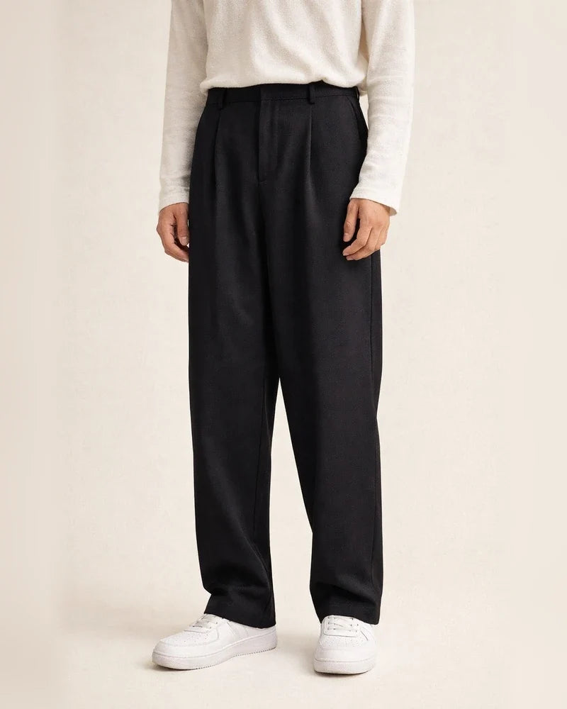 Men's Dress Pants Culottes Wide Leg Pleated Pants Pocket Straight Leg Plain Comfort Breathable Casual Daily Holiday Stylish Classic Style Black White | JRSEE:c758206a-3457-4922-835a-1a93a8ab5cd1