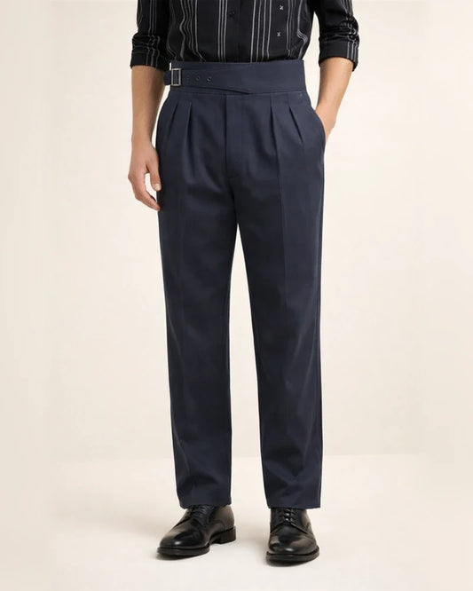 Men's Dress Pants Trousers Pleated Pants Suit Pants Pocket High Rise Solid Color Comfort Formal Business Daily Vintage Elegant Navy Black High Waist | JRSEE:dac23279-a36f-4bf5-b24e-28d08feae63d