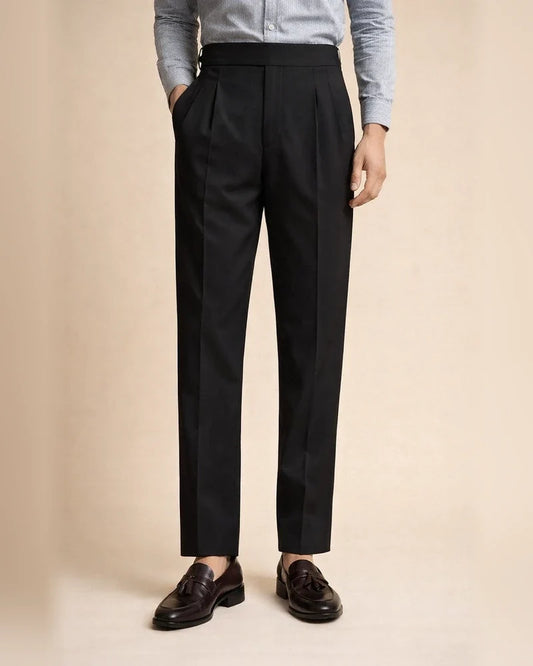 Men's Dress Pants Trousers Pleated Pants Suit Pants Pocket High Rise Solid Color Comfort Formal Business Daily Vintage Elegant Navy Black High Waist | JRSEE:c6f527c6-3e1d-4449-81f3-733d65912aab