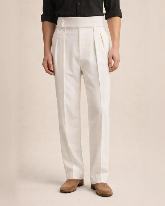 Men's Dress Pants Trousers Pleated Pants Suit Pants Pocket High Rise Plain Comfort Office Work Business Vintage Elegant Black White High Waist Micro-elastic | JRSEE:cb701ef1-3c80-4d1d-8203-a3a050a02987