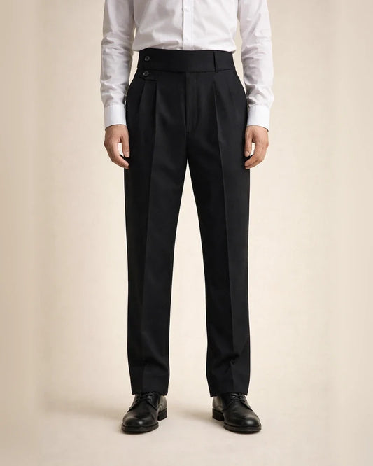 Men's Dress Pants Trousers Pleated Pants Suit Pants Pocket High Rise Plain Comfort Office Work Business Vintage Elegant Black White High Waist Micro-elastic | JRSEE:daa447a2-2eeb-4788-a84d-fecb88b7ee31