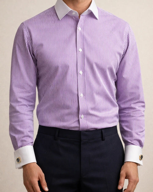 Men's Dress Shirt Black White Sky Blue Long Sleeve Striped Turndown Spring Fall Wedding Work Clothing Apparel | JRSEE:2814c821-91fe-44fa-b67e-c71887b162e8