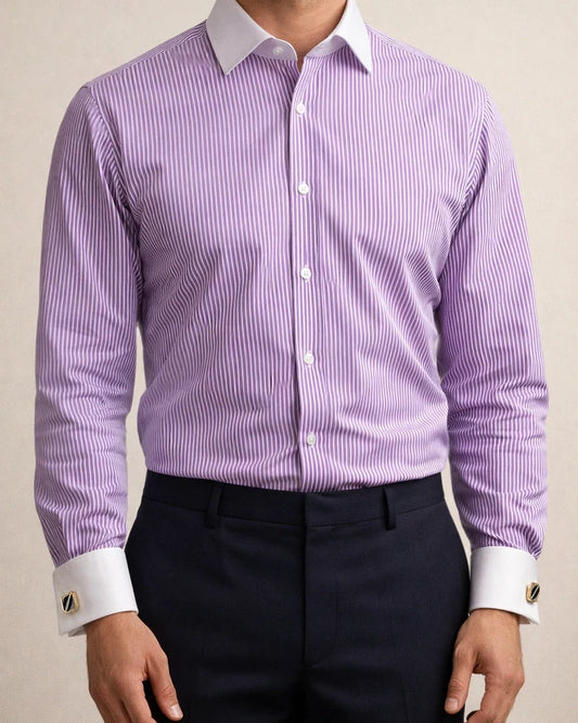 Men's Dress Shirt Black White Sky Blue Long Sleeve Striped Turndown Spring Fall Wedding Work Clothing Apparel | JRSEE:2814c821-91fe-44fa-b67e-c71887b162e8