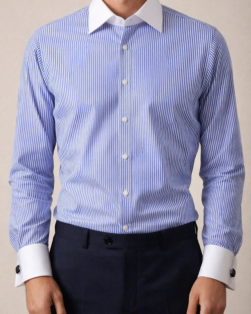 Men's Dress Shirt Black White Sky Blue Long Sleeve Striped Turndown Spring Fall Wedding Work Clothing Apparel | JRSEE:4e20ecdc-1bfc-4806-9cbe-fb999a050a0d