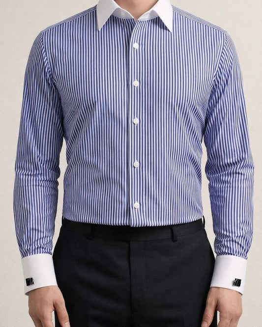 Men's Dress Shirt Black White Sky Blue Long Sleeve Striped Turndown Spring Fall Wedding Work Clothing Apparel | JRSEE:0966f095-c6ea-4798-b62d-a7f008521151