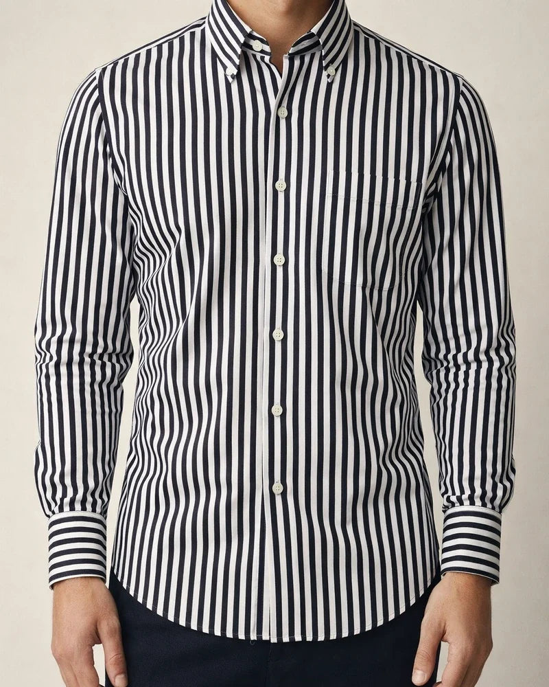 Men's Dress Shirt Button Down Shirt Collared Shirt Black White Red Long Sleeve Striped Collar Wedding Work Clothing Apparel | JRSEE:36a84207-613c-4c81-b829-dd9f4e718c9f