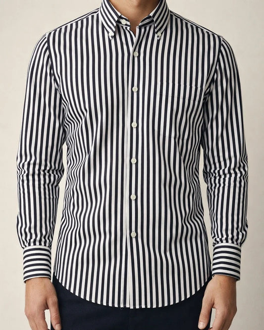 Men's Dress Shirt Button Down Shirt Collared Shirt Black White Red Long Sleeve Striped Collar Wedding Work Clothing Apparel | JRSEE:36a84207-613c-4c81-b829-dd9f4e718c9f