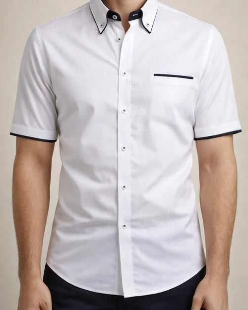 Men's Dress Shirt Button Down Shirt Collared Shirt Non Iron Shirt Light Pink White Red Short Sleeve Plain Collar All Seasons Wedding Work Clothing Apparel | JRSEE:7d604f2a-d86b-43f4-a882-619c9155e1c0
