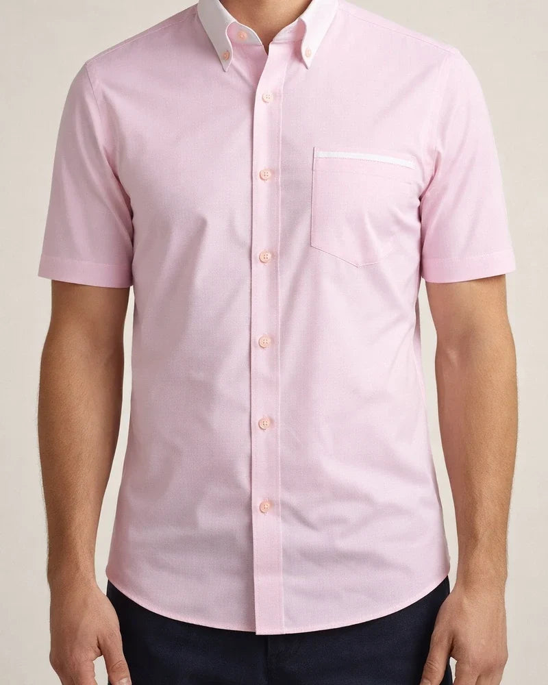 Men's Dress Shirt Button Down Shirt Collared Shirt Non Iron Shirt Light Pink White Red Short Sleeve Plain Collar All Seasons Wedding Work Clothing Apparel | JRSEE:a8349a8e-f4fe-4a72-9068-98261d5cd866
