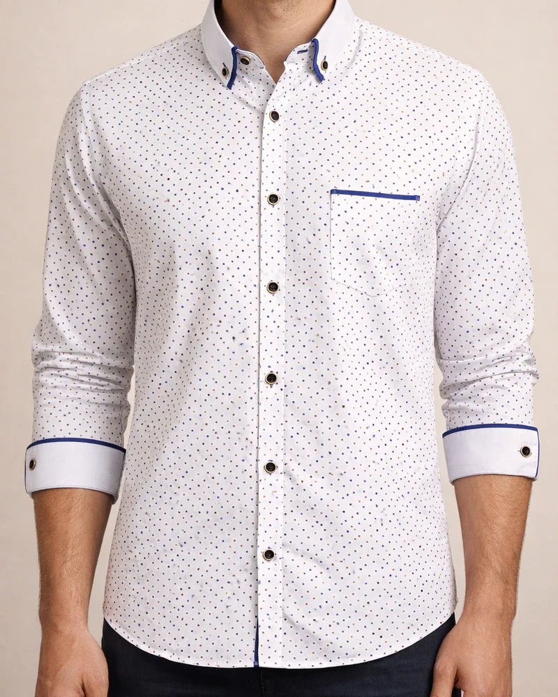 Men's Dress Shirt Button Down Shirt Collared Shirt Polka Dot Turndown Black White Red Navy Blue Blue Outdoor Work Long Sleeve Button-Down Print Clothing Apparel Fashion Streetwear Cool Business | JRSEE:f8c06a78-fa89-4421-8a07-e2df267efccd
