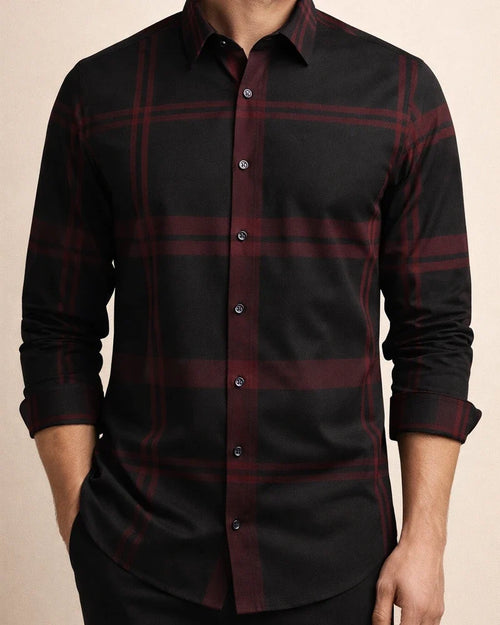 Men's Dress Shirt Button Up Shirt Collared Shirt Geometry Square Neck Black / Red Black / Gray Sea Blue Black White Casual Daily Long Sleeve Print Clothing Apparel Designer | JRSEE:c9589bd9-db0c-487f-880d-0066272ab722