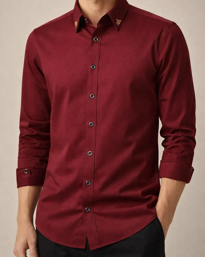 Men's Dress Shirt Button Up Shirt Collared Shirt Non Iron Shirt Plain Standing Collar Light Pink Black White Red Blue Work Daily Long Sleeve Button-Down Clothing Apparel Streetwear Simple Casual Slim | JRSEE:ff600af4-5161-4087-9209-acfc39824ae0
