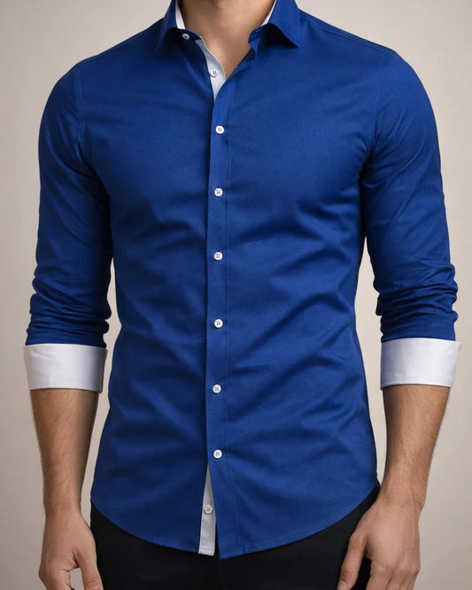 Men's Dress Shirt Button Up Shirt Collared Shirt Plain Solid Colored Collar Classic Collar Black White Red Navy Blue Royal Blue Wedding Work Long Sleeve Patchwork Clothing Apparel Cotton Basic | JRSEE:a758c34e-63da-439a-b5d3-6d2ebd5f874c