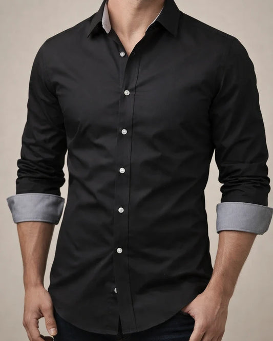 Men's Dress Shirt Button Up Shirt Collared Shirt Plain Solid Colored Collar Wine Black White Navy Blue Plus Size Wedding Party Long Sleeve Clothing Apparel Business | JRSEE:a09abab3-f406-41b2-b5f4-03c0fb434cc6