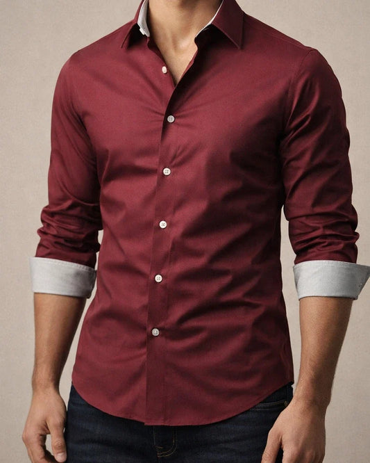 Men's Dress Shirt Button Up Shirt Collared Shirt Plain Solid Colored Collar Wine Black White Navy Blue Plus Size Wedding Party Long Sleeve Clothing Apparel Business | JRSEE:35cc0477-fcc2-47f8-ba65-5efa56d23b3c