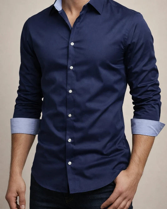 Men's Dress Shirt Button Up Shirt Collared Shirt Plain Solid Colored Collar Wine Black White Navy Blue Plus Size Wedding Party Long Sleeve Clothing Apparel Business | JRSEE:19b1c5a4-09b8-48ee-af9b-9cadb4ecb95c