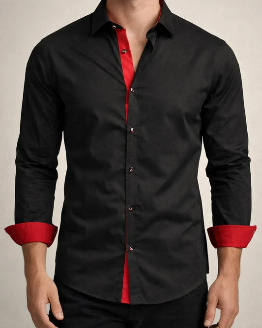 Men's Dress Shirt Button Up Shirt Collared Shirt Plain Solid Colored Collar Classic Collar Black White Red Navy Blue Royal Blue Wedding Work Long Sleeve Patchwork Clothing Apparel Cotton Basic | JRSEE:a927437f-6697-456e-a323-bf76966c840a