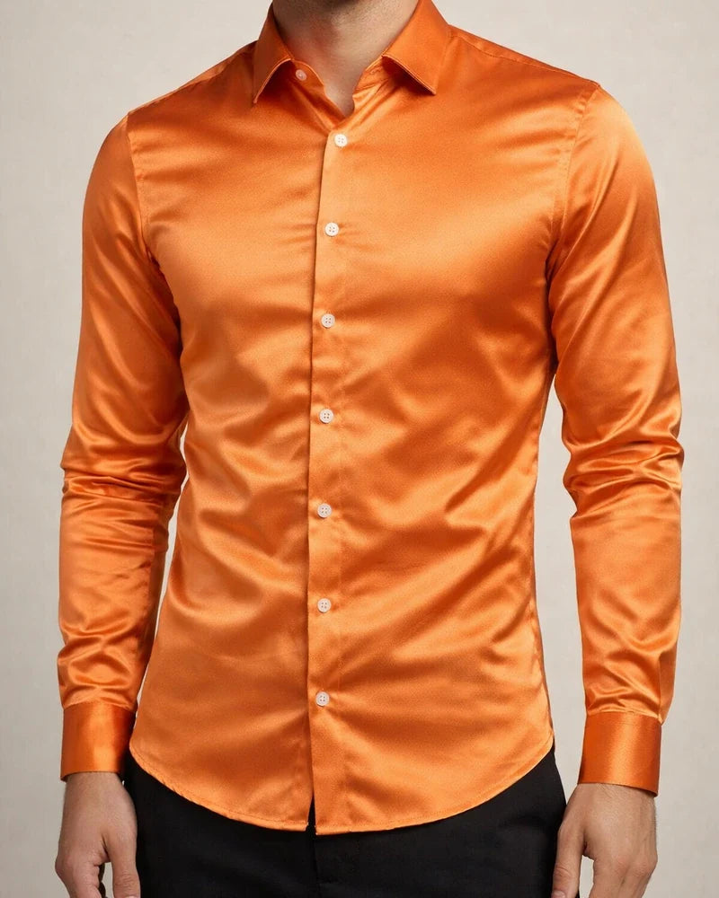 Men's Dress Shirt Button Up Shirt Collared Shirt Prom Shirt Satin Silk Shirt Plain Collar Navy Black White Yellow Pink Wedding Party Long Sleeve Clothing Apparel Vintage Luxury Classic Shiny | JRSEE:1e946131-0797-4f18-905d-28d6ccab0c0b