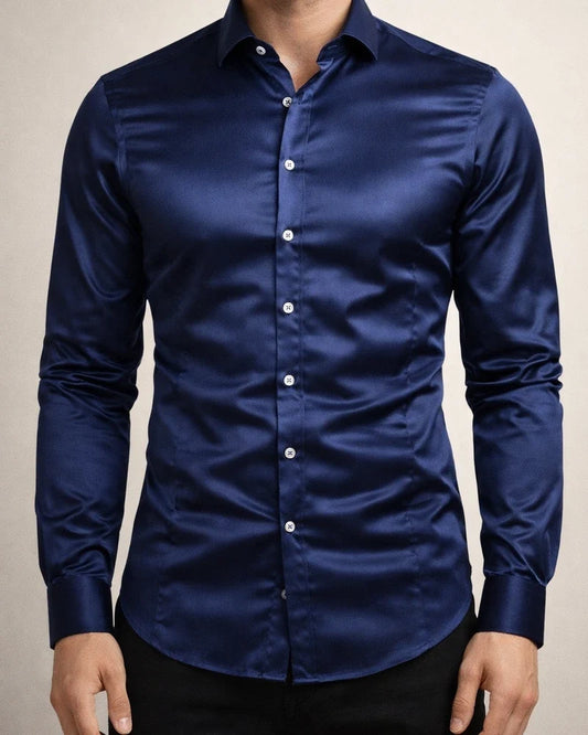 Men's Dress Shirt Button Up Shirt Collared Shirt Prom Shirt Satin Silk Shirt Plain Collar Navy Black White Yellow Pink Wedding Party Long Sleeve Clothing Apparel Vintage Luxury Classic Shiny | JRSEE:6f1ef841-6c82-4096-87cf-db52dbd2f2b2