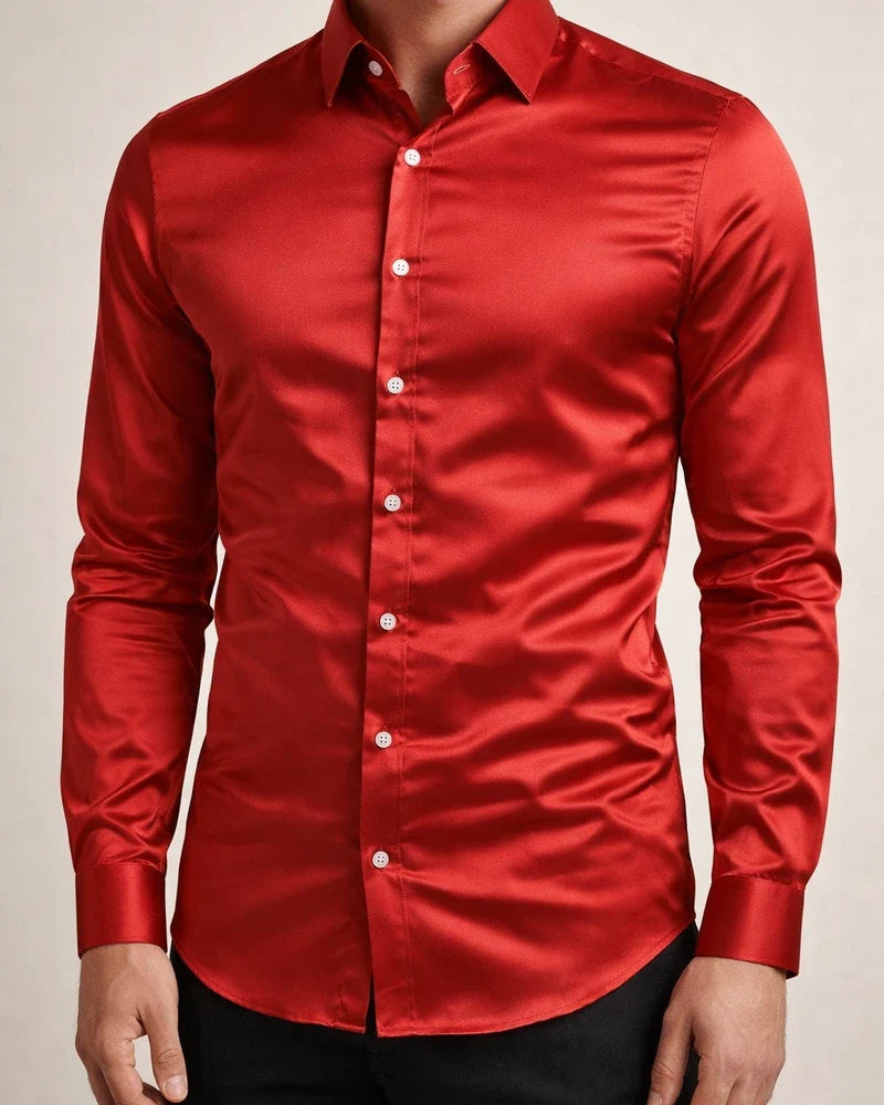 Men's Dress Shirt Button Up Shirt Collared Shirt Prom Shirt Satin Silk Shirt Plain Collar Navy Black White Yellow Pink Wedding Party Long Sleeve Clothing Apparel Vintage Luxury Classic Shiny | JRSEE:50f1ff80-42b6-4f3a-ba3a-d41fb7fd1a17