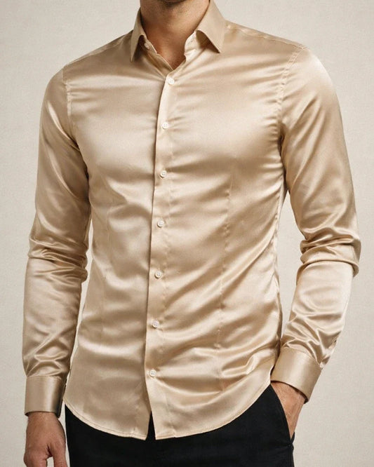 Men's Dress Shirt Button Up Shirt Collared Shirt Prom Shirt Satin Silk Shirt Plain Collar Navy Black White Yellow Pink Wedding Party Long Sleeve Clothing Apparel Vintage Luxury Classic Shiny | JRSEE:128e1991-ece3-4907-b238-2e55bc2c587e