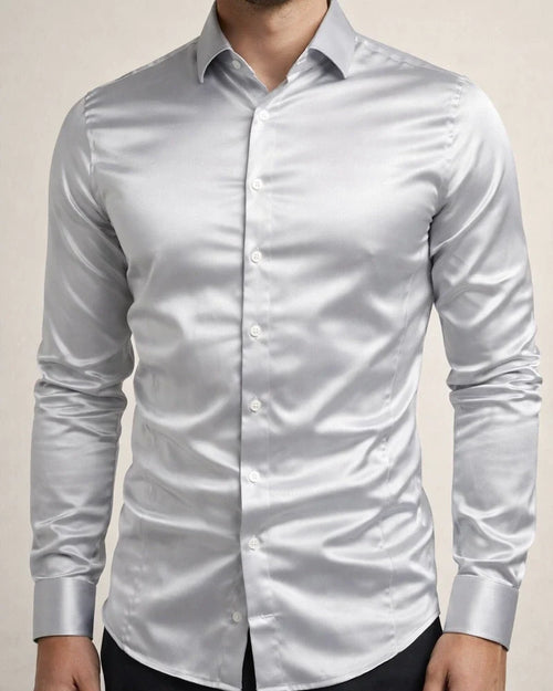 Men's Dress Shirt Button Up Shirt Collared Shirt Prom Shirt Satin Silk Shirt Plain Collar Navy Black White Yellow Pink Wedding Party Long Sleeve Clothing Apparel Vintage Luxury Classic Shiny | JRSEE:53101a32-7472-42b0-9aae-9d32ee54dea3