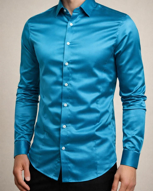 Men's Dress Shirt Button Up Shirt Collared Shirt Prom Shirt Satin Silk Shirt Plain Collar Navy Black White Yellow Pink Wedding Party Long Sleeve Clothing Apparel Vintage Luxury Classic Shiny | JRSEE:b7b10f52-5722-47ed-9e63-9b4d9b3b8894