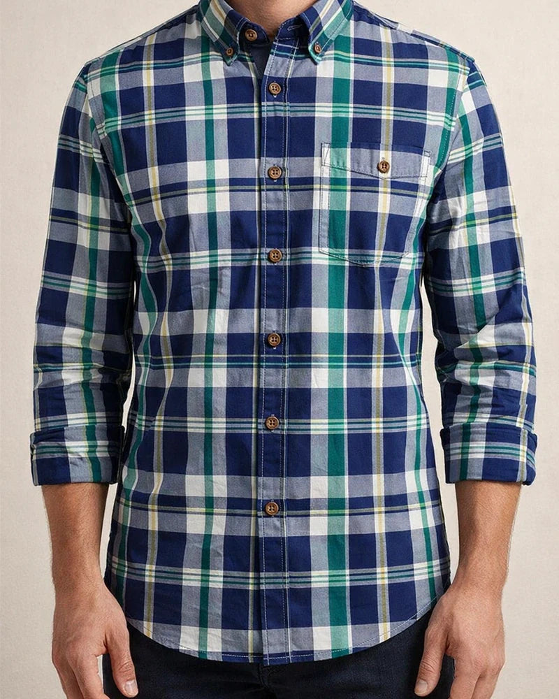Men's Dress Shirt Plaid Shirt Button Down Shirt Collared Shirt A B C Long Sleeve Plaid / Check Turndown Spring & Fall Wedding Work Clothing Apparel Button-Down | JRSEE:ca58a507-1015-4c9c-a748-40dc6cbfd896