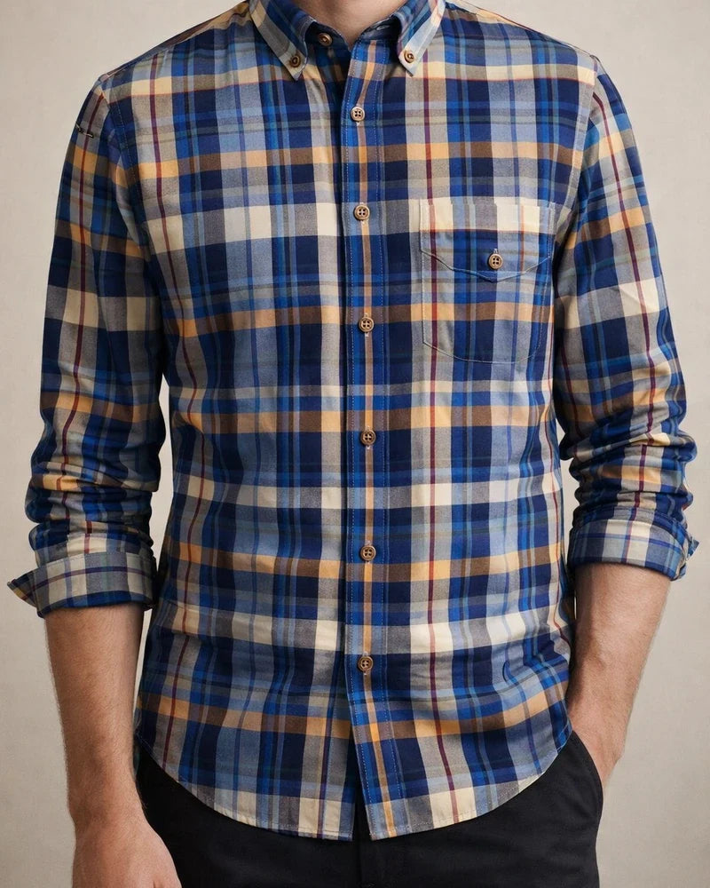 Men's Dress Shirt Plaid Shirt Button Down Shirt Collared Shirt A B C Long Sleeve Plaid / Check Turndown Spring & Fall Wedding Work Clothing Apparel Button-Down | JRSEE:32d376c7-8722-43df-b3be-fa1d232a0ad8