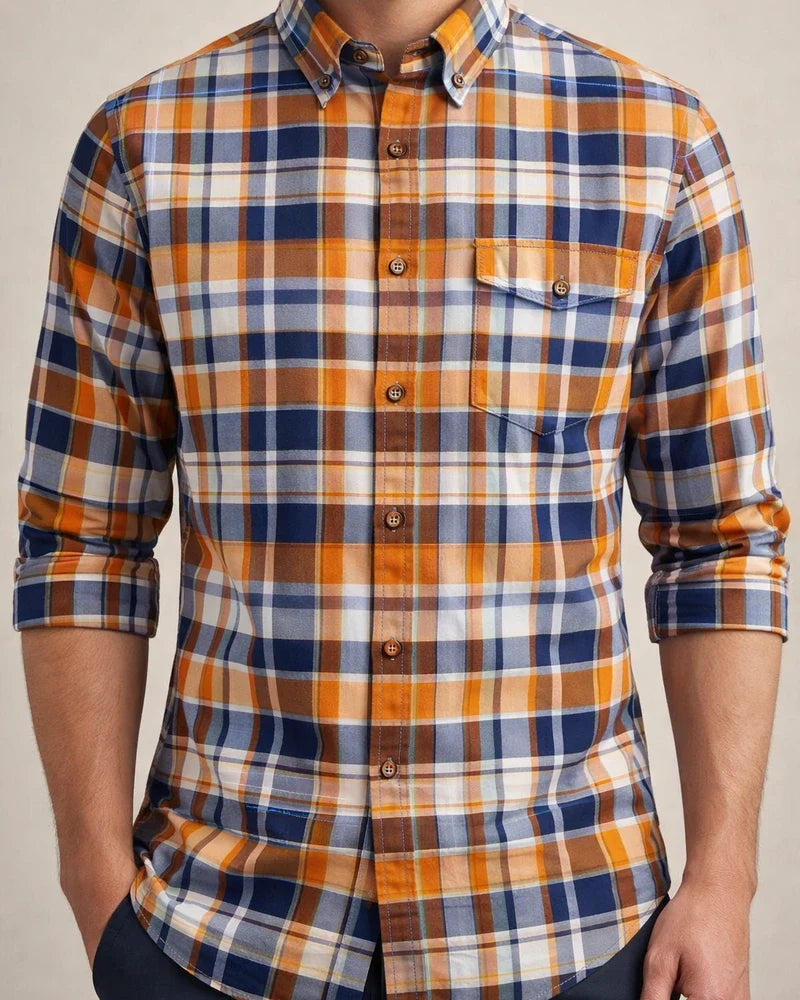 Men's Dress Shirt Plaid Shirt Button Down Shirt Collared Shirt A B C Long Sleeve Plaid / Check Turndown Spring & Fall Wedding Work Clothing Apparel Button-Down | JRSEE:b3604514-7046-4f0f-9d1f-ab5398e39700