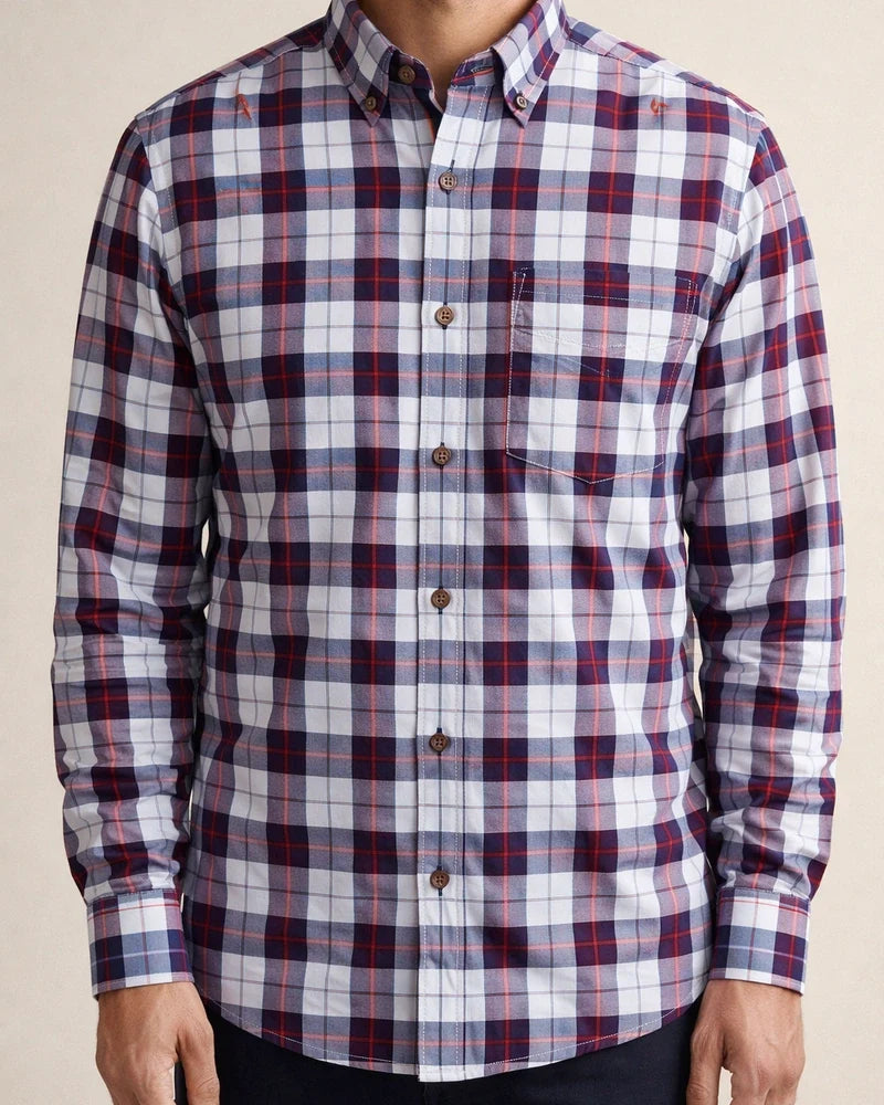 Men's Dress Shirt Plaid Shirt Button Down Shirt Collared Shirt A B C Long Sleeve Plaid / Check Turndown Spring & Fall Wedding Work Clothing Apparel Button-Down | JRSEE:ef7c771d-98db-4176-b311-c6179e93f727