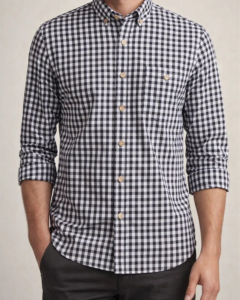 Men's Dress Shirt Plaid Shirt Button Down Shirt Collared Shirt A B C Long Sleeve Plaid / Check Turndown Spring & Fall Wedding Work Clothing Apparel Button-Down | JRSEE:cb6b0332-62e4-4ccd-a2fa-d9fc327d3540