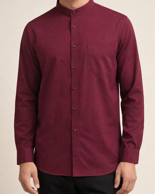 Men's Dress Shirt Solid Color Stand Collar Wine Navy Blue White Black Other Prints Wedding Party Long Sleeve collared shirts Clothing Apparel Vintage Designer Business Chinese Style / Work | JRSEE:8fd08108-8c6b-41f7-8e9f-3a9189f8940f