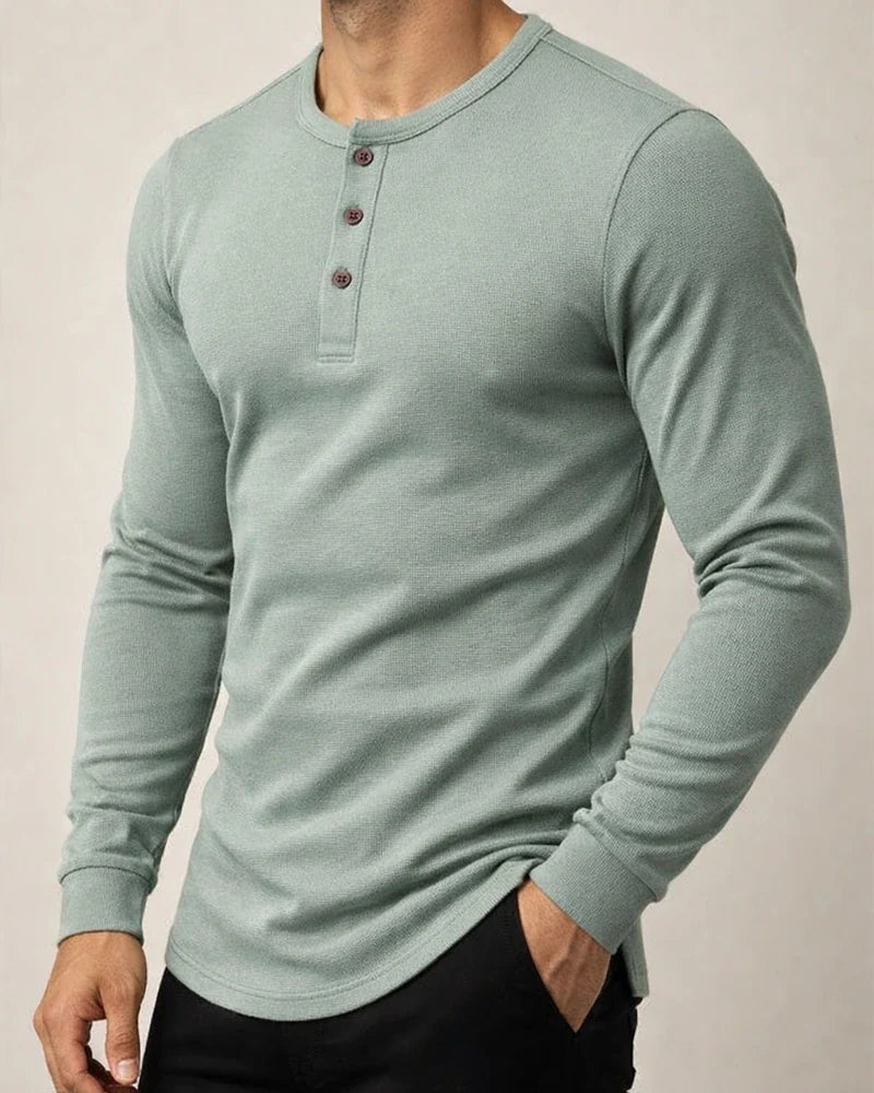Men's Fall T-Shirt Henley-Neck Quick-Dry Long-Sleeve Solid-Color Sports T-Shirt | JRSEE:904a4e4c-2ee7-487b-b181-3ed63fd1cb57