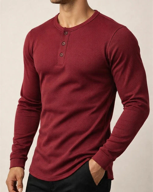 Men's Fall T-Shirt Henley-Neck Quick-Dry Long-Sleeve Solid-Color Sports T-Shirt | JRSEE:d032110b-f594-4085-b6cc-67dcb8a24420
