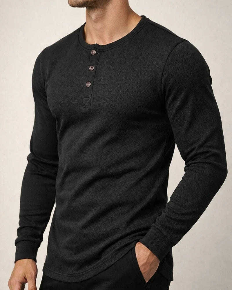 Men's Fall T-Shirt Henley-Neck Quick-Dry Long-Sleeve Solid-Color Sports T-Shirt | JRSEE:6a45fdcd-d9ed-4eb1-9622-f86a3de817ff