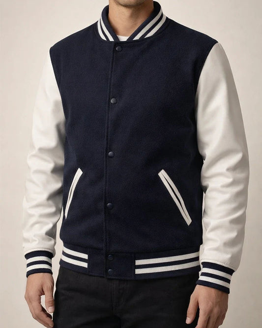 Men's Fall/Winter Fashion American Baseball Jacket Men's Woolen PU Sleeve Coat | JRSEE:619f828f-7e2c-4f55-b20b-9fec47e46f06