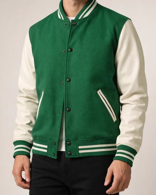 Men's Fall/Winter Fashion American Baseball Jacket Men's Woolen PU Sleeve Coat | JRSEE:490e9ab3-a7a0-4982-9f24-f25ffbb609f4