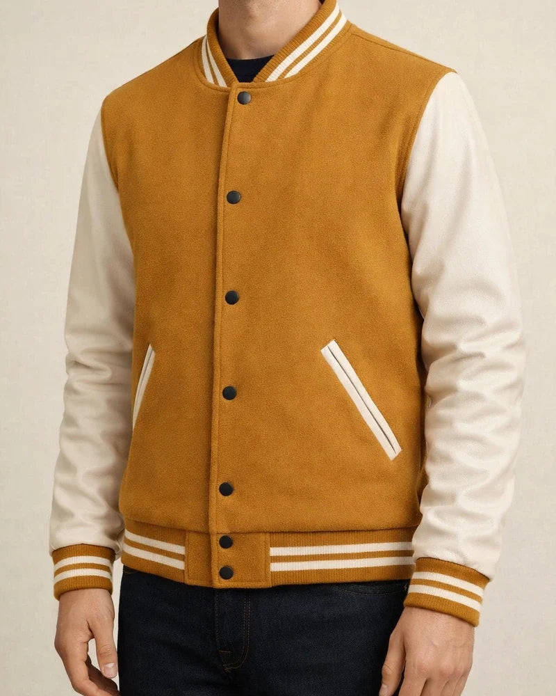Men's Fall/Winter Fashion American Baseball Jacket Men's Woolen PU Sleeve Coat | JRSEE:79e8909a-ed0b-4859-91e4-2c7daf152a36
