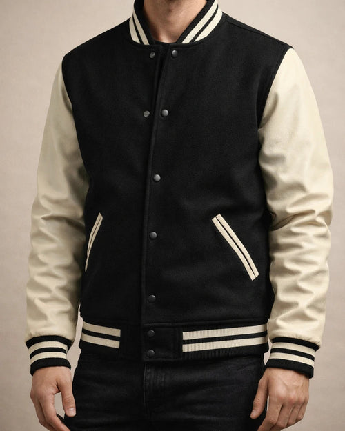 Men's Fall/Winter Fashion American Baseball Jacket Men's Woolen PU Sleeve Coat | JRSEE:cc09bce6-b4ec-4e36-9265-e3e36bee5e22